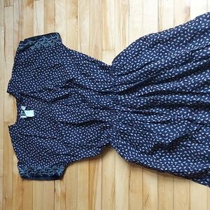 Vintage 1980s short sleeve floral summer dress Navy